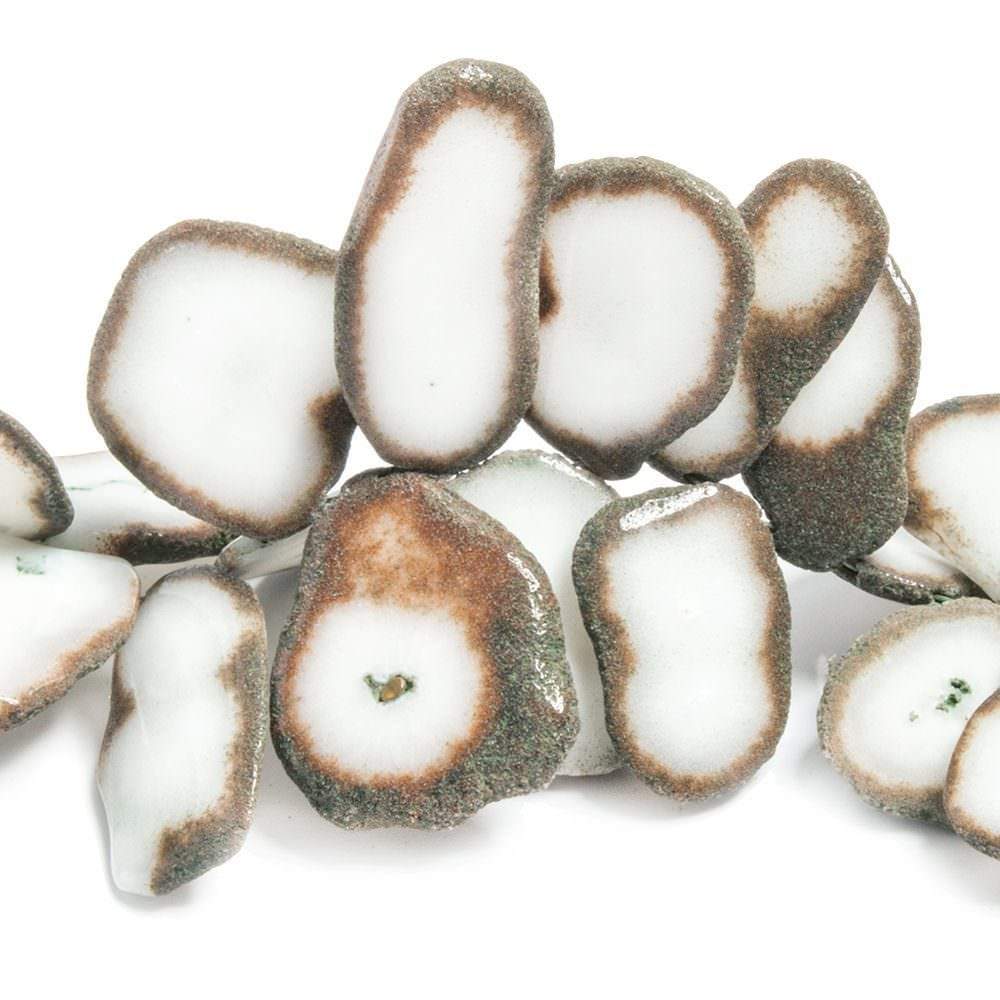 21x16-27x22mm Mocha Edged Solar Quartz Top Drilled Slices 7 inch 29 beads - Beadsofcambay.com