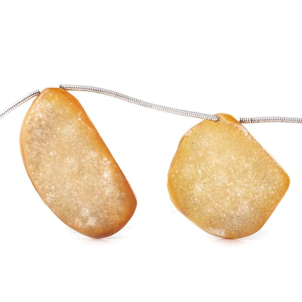 21x16-35x17mm Mango Yellow Agate Drusy Freeform Beads 11 pieces - Beadsofcambay.com