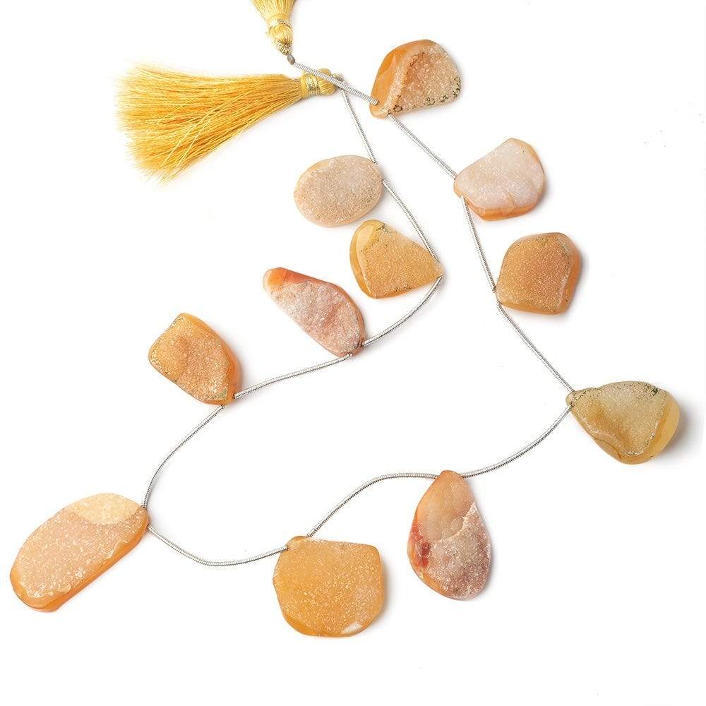 21x16-35x17mm Mango Yellow Agate Drusy Freeform Beads 11 pieces - Beadsofcambay.com