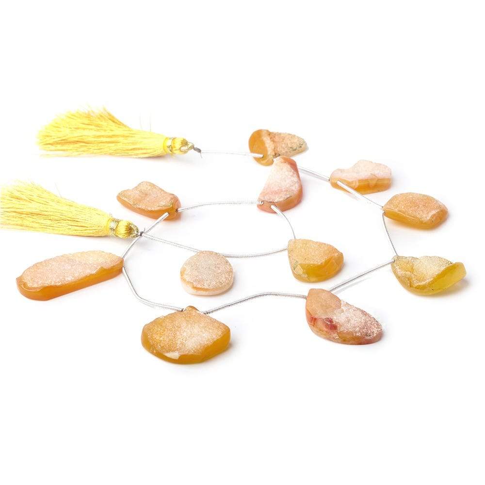21x16-35x17mm Mango Yellow Agate Drusy Freeform Beads 11 pieces - Beadsofcambay.com