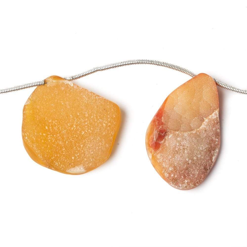 21x16-35x17mm Mango Yellow Agate Drusy Freeform Beads 11 pieces - Beadsofcambay.com