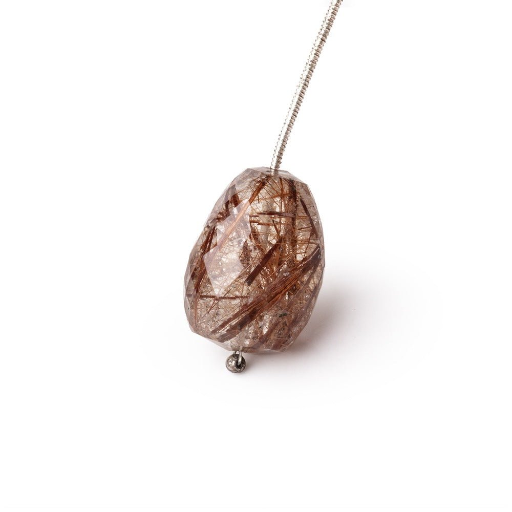 21x16mm Rutilated Quartz Faceted Nugget Focal Bead 1 piece - Beadsofcambay.com