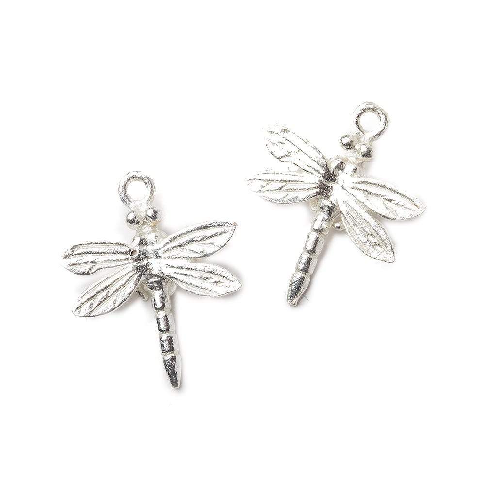 21x18x5mm Sterling Silver plated Dragongfly Charm Set of 2 - Beadsofcambay.com