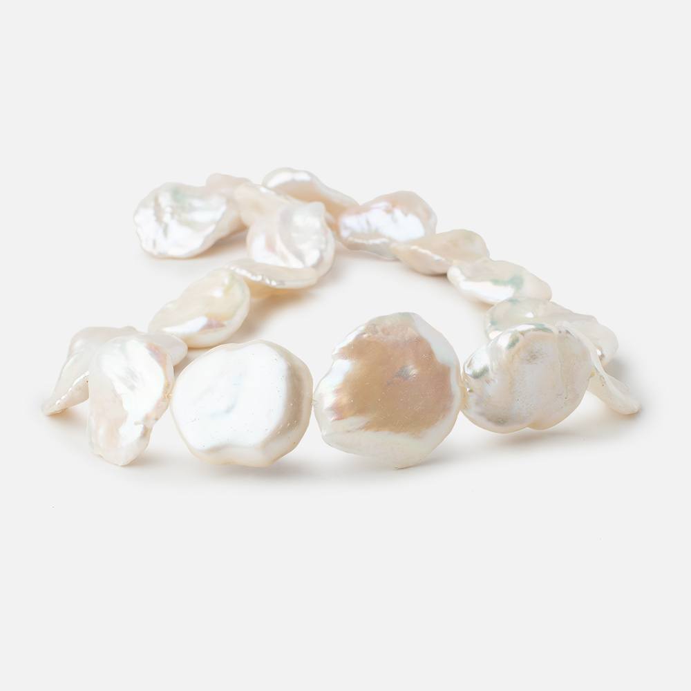 21x19-24x20mm Cream Ultra Keshi Freshwater Pearls 16.5 inch 19 pieces - Beadsofcambay.com