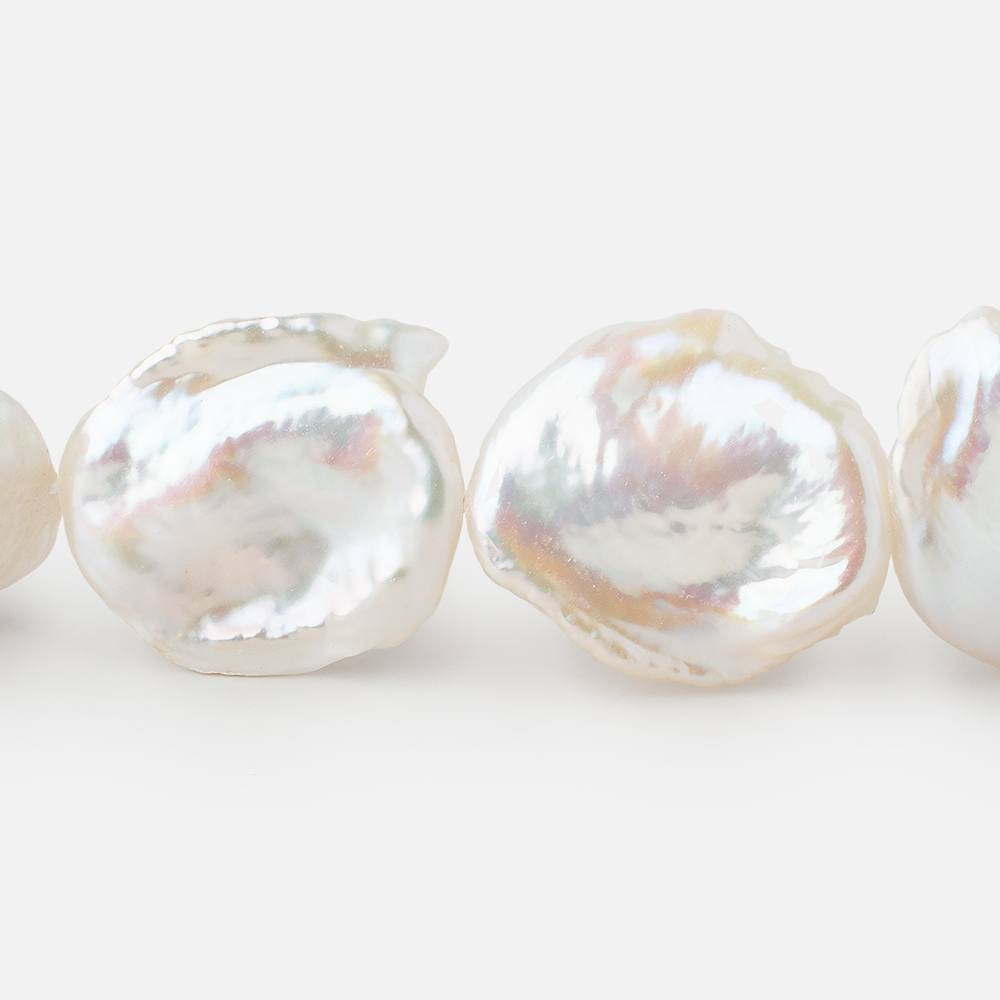 21x19-24x20mm Cream Ultra Keshi Freshwater Pearls 16.5 inch 19 pieces - Beadsofcambay.com