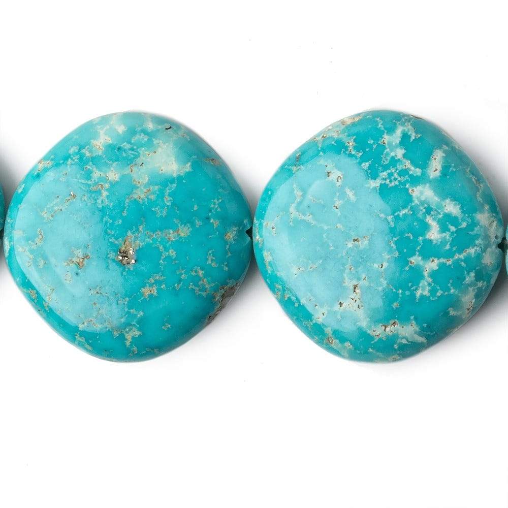 21x21mm Sleeping Beauty Turquoise plain pillows 18 inch 22 beads - Beadsofcambay.com