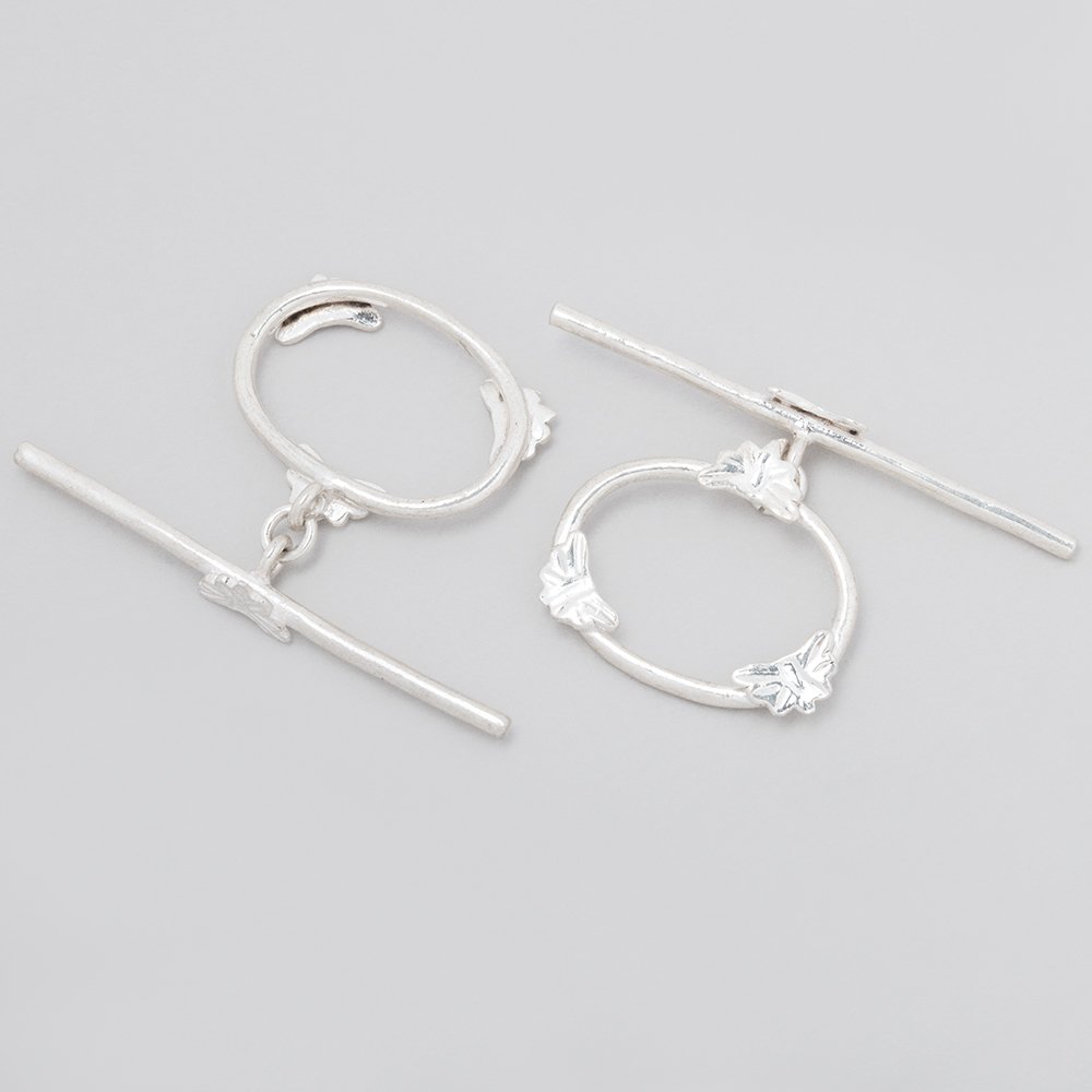 21x24mm Sterling Silver Oval Butterfly Toggle 1 piece - Beadsofcambay.com