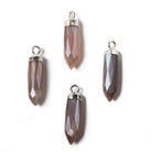18-21mm Silver Leafed Chocolate Brown Moonstone Spike Pendant 1 piece - Beadsofcambay.com