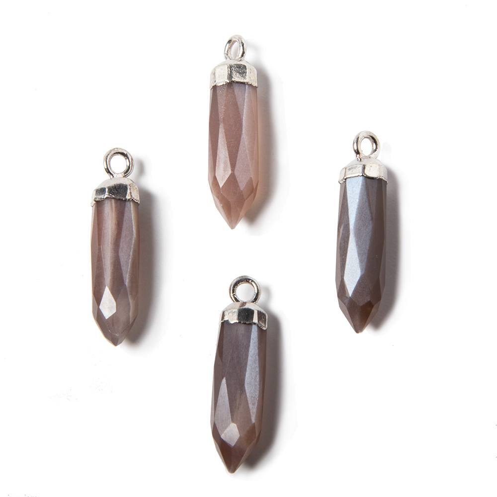 18-21mm Silver Leafed Chocolate Brown Moonstone Spike Pendant 1 piece - Beadsofcambay.com