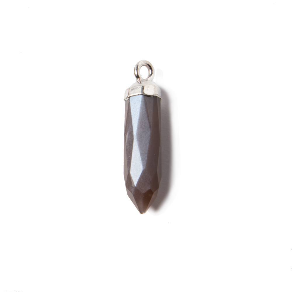 18-21mm Silver Leafed Chocolate Brown Moonstone Spike Pendant 1 piece - Beadsofcambay.com