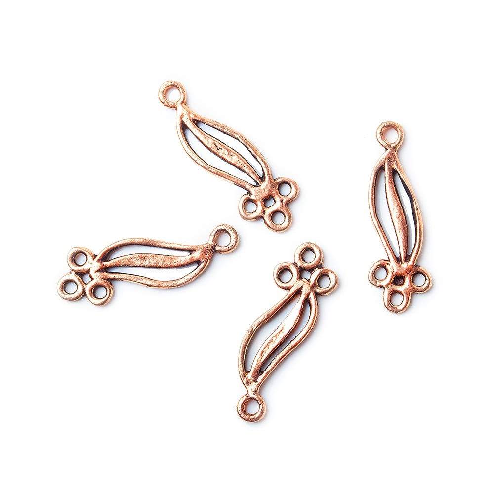 21x7x1mm Copper Drop - Connector Swirl Set of 4 - Beadsofcambay.com