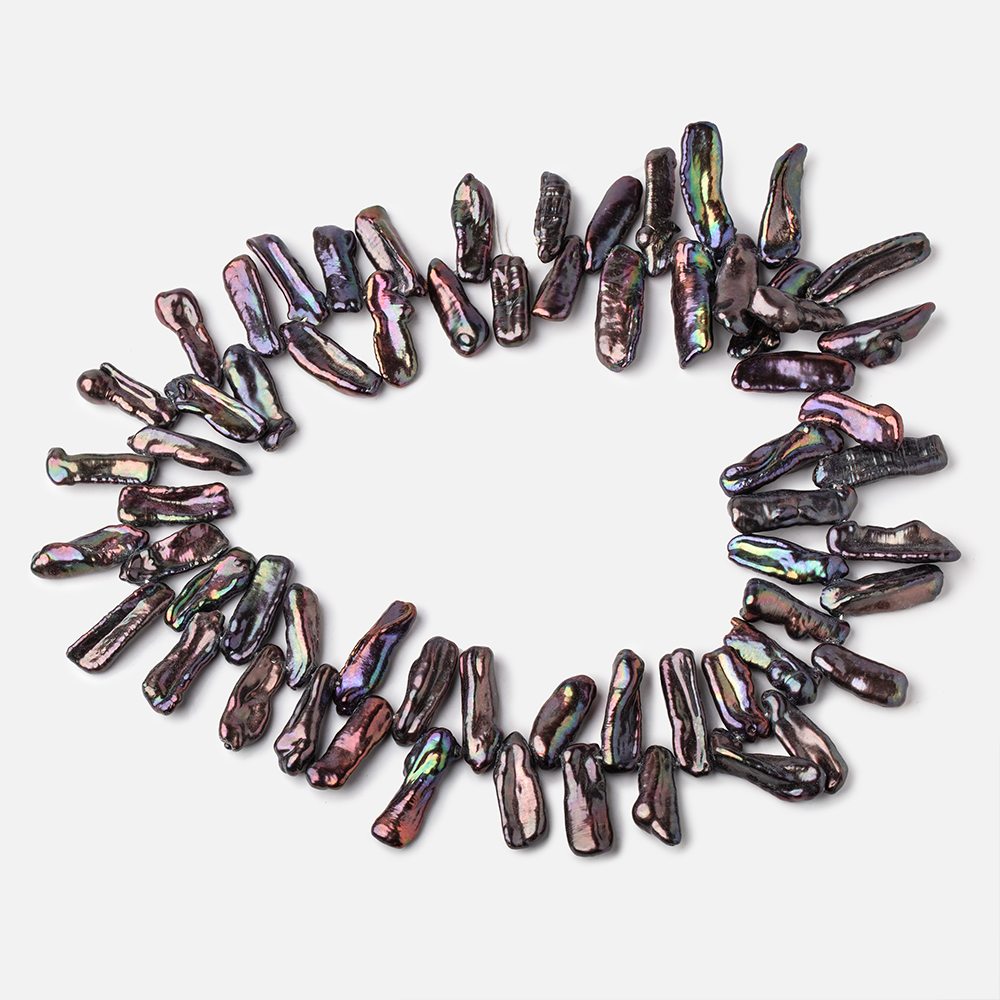 21x8-25x9mm Peacock Top Drill Biwa Freshwater Pearls 16 inch 63 beads - Beadsofcambay.com