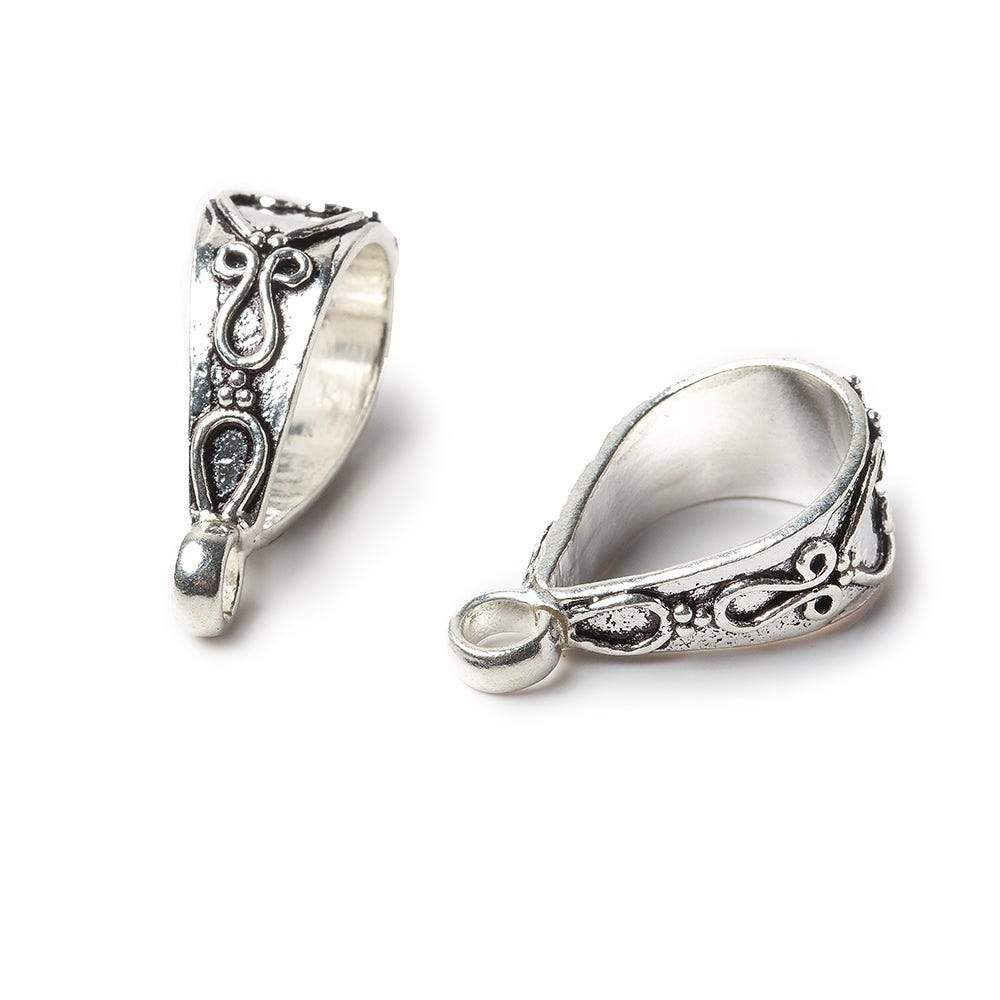 21x8mm Antiqued Sterling Silver Bail Filigree Heart Design 1 finding - Beadsofcambay.com