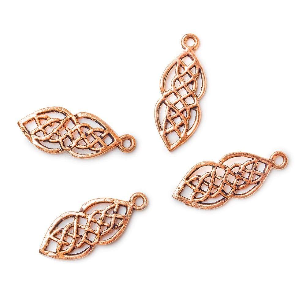 21x8mm Copper Charm Filigree Celtic Weave Set of 4 - Beadsofcambay.com