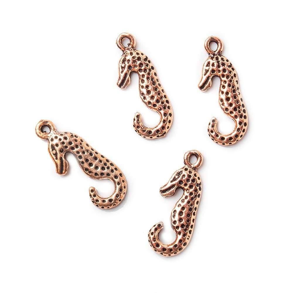21x8mm Copper Finding Seahorse Charm Set of 4 - Beadsofcambay.com