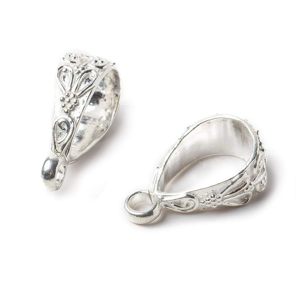 21x8mm Sterling Silver Bail Filigree Floral Design 1 finding - Beadsofcambay.com