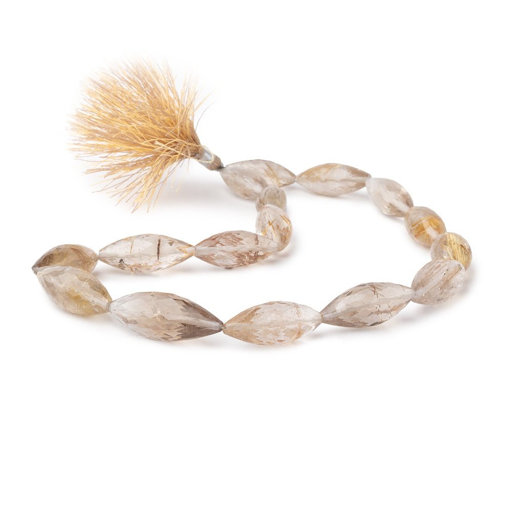 21x9-35x12mm Rutilated Quartz Faceted Marquise Beads 16 inch 16 pieces AA - Beadsofcambay.com