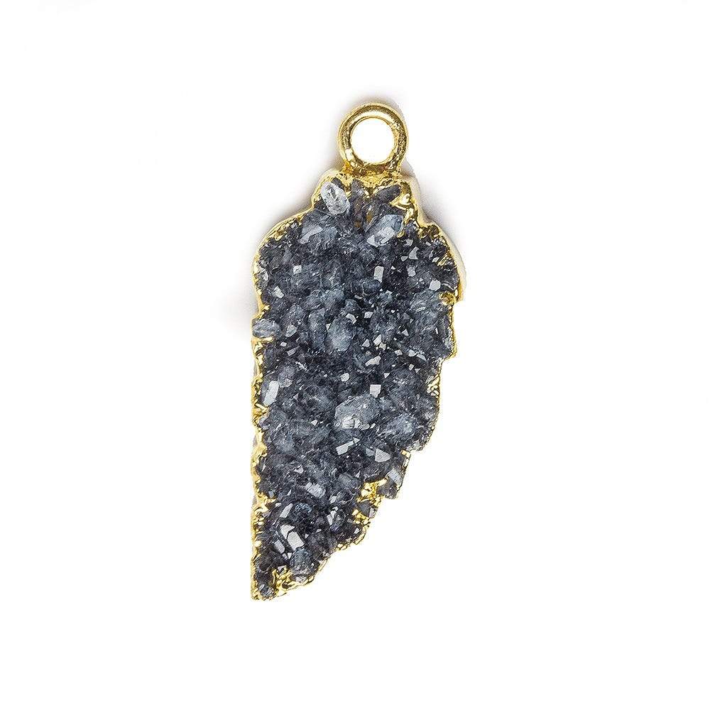 21x9mm Gold Leafed Grey Black Drusy Feather Pendant 1 piece - Beadsofcambay.com