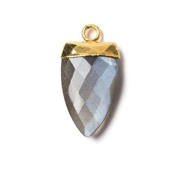 21x9mm Gold Leafed Grey Moonstone faceted Point Pendant 1 piece - Beadsofcambay.com