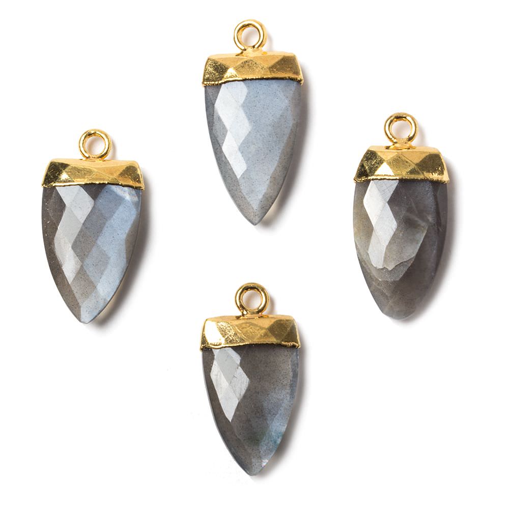 21x9mm Gold Leafed Grey Moonstone faceted Point Pendant 1 piece - Beadsofcambay.com