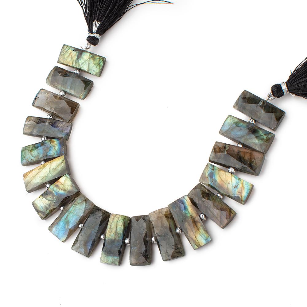 21x9mm Labradorite Side Drill Faceted Rectangle Beads 8 inch 18 pieces - Beadsofcambay.com