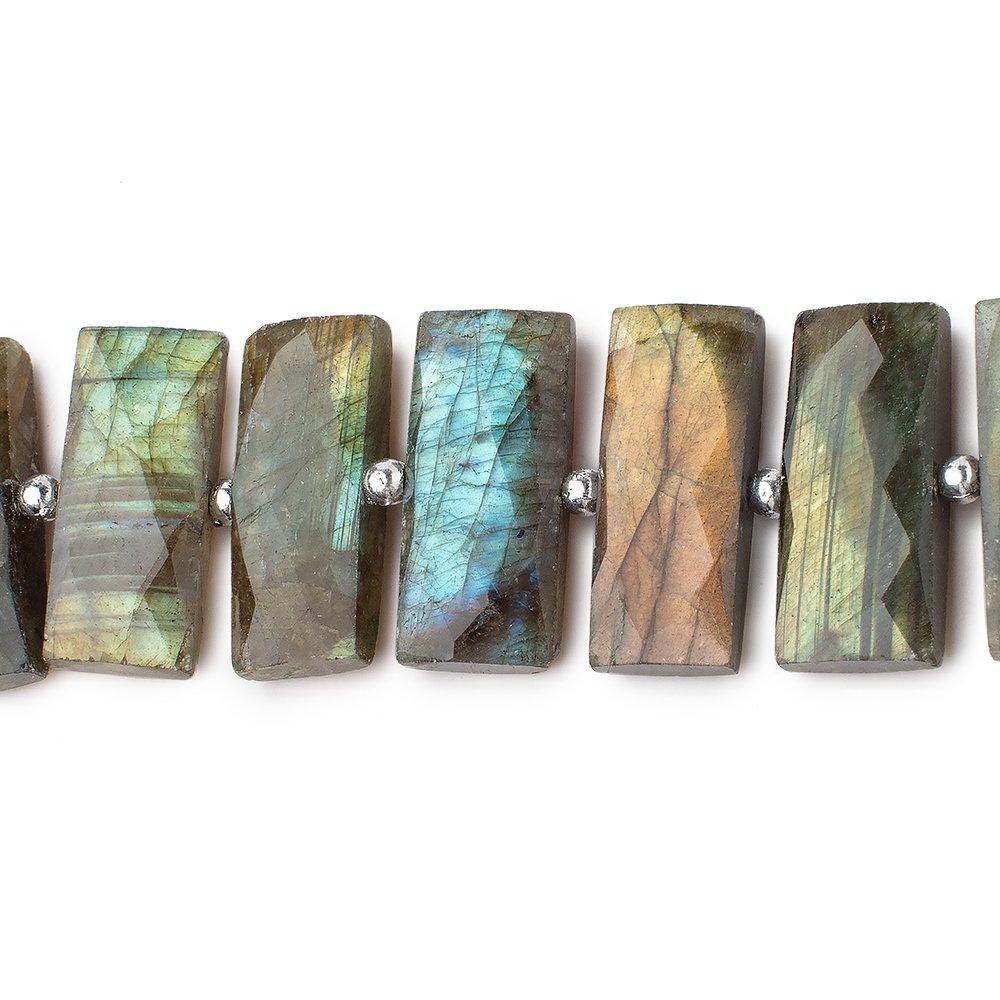 21x9mm Labradorite Side Drill Faceted Rectangle Beads 8 inch 18 pieces - Beadsofcambay.com