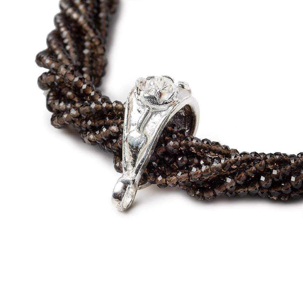 21x9mm Sterling Silver Three Roses Bail 1 Finding - Beadsofcambay.com