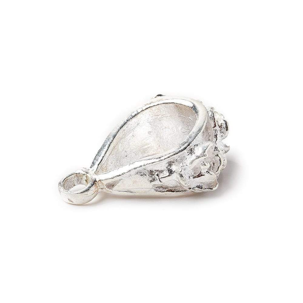 21x9mm Sterling Silver Three Roses Bail 1 Finding - Beadsofcambay.com