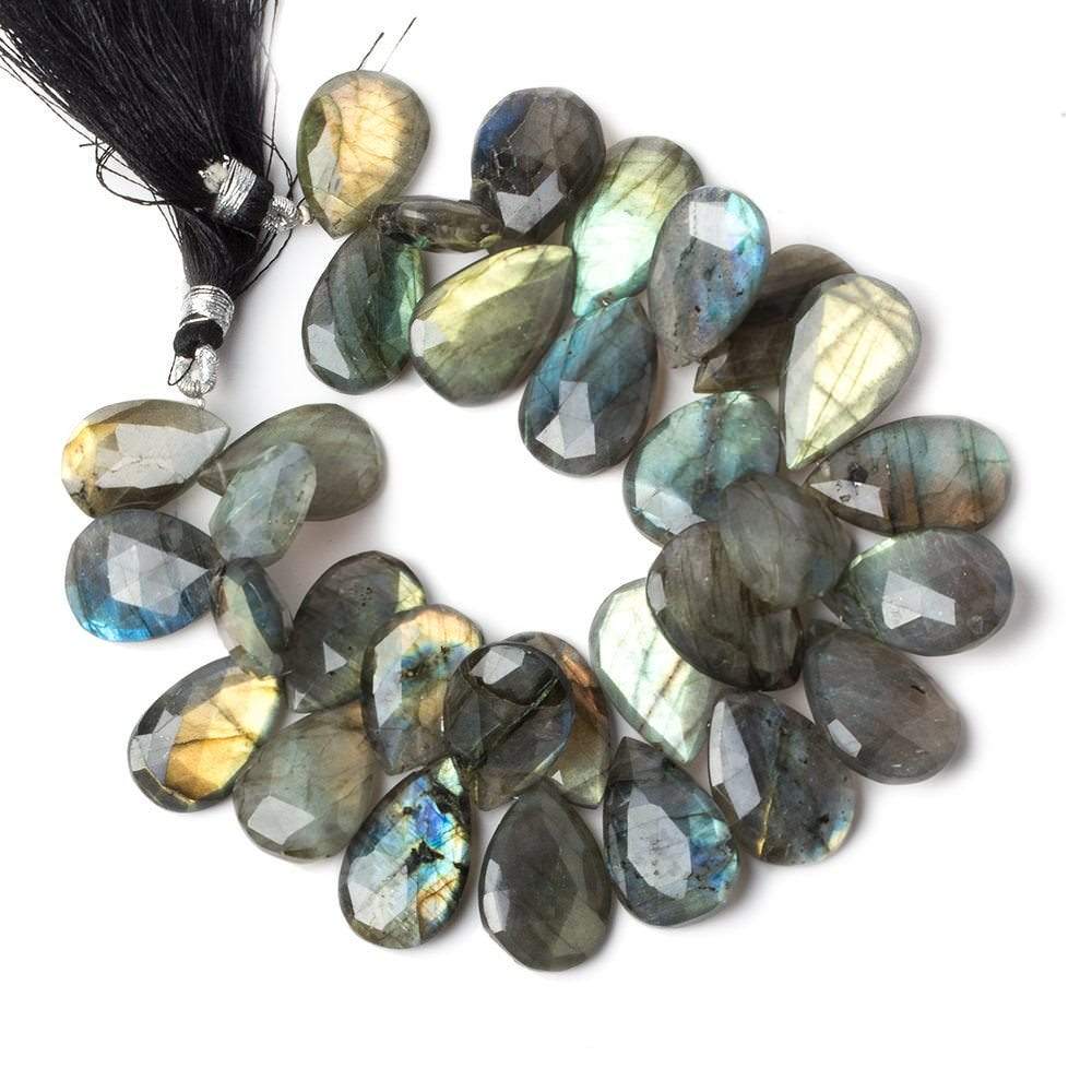 22-23mm Labradorite Faceted Pear Beads 8 inch 32 pieces - Beadsofcambay.com