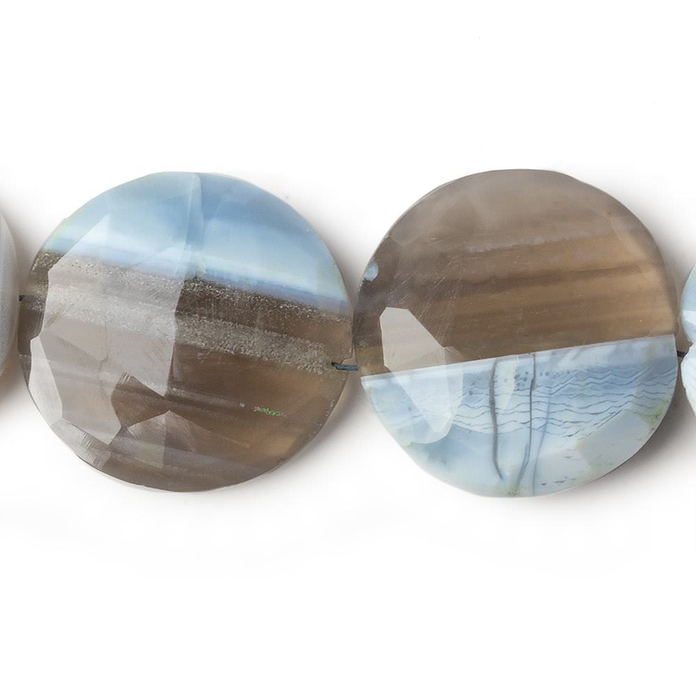 22-24mm Owyhee Blue Opal faceted coin beads 8 inch 9 pieces A - Beadsofcambay.com