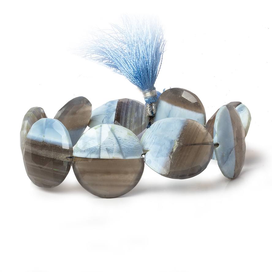 22-24mm Owyhee Blue Opal faceted coin beads 8 inch 9 pieces A - Beadsofcambay.com
