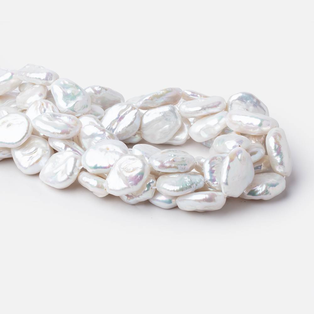 22-24mm Rosé White Flat Baroque Freshwater Pearls 15.5 inch 16 Beads AA - Beadsofcambay.com