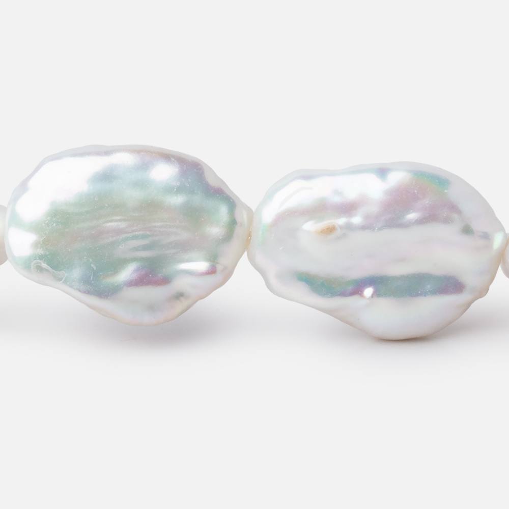 22-24mm Rosé White Flat Baroque Freshwater Pearls 15.5 inch 16 Beads AA - Beadsofcambay.com