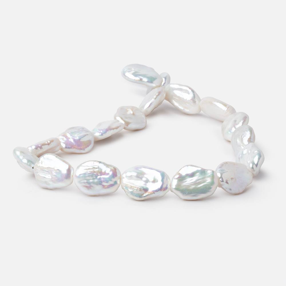 22-24mm Rosé White Flat Baroque Freshwater Pearls 15.5 inch 16 Beads AA - Beadsofcambay.com