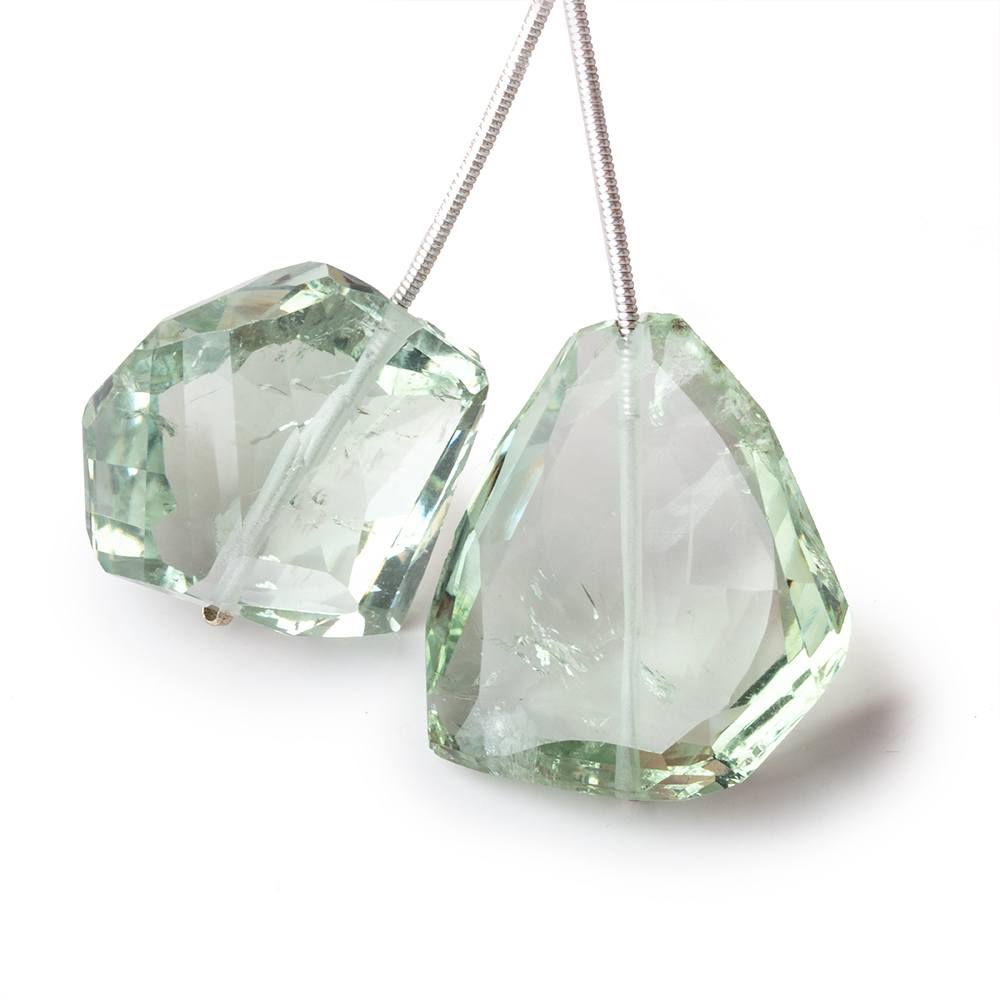 22-27mm Prasiolite Faceted Nuggets Set of 2 Focal Beads - Beadsofcambay.com