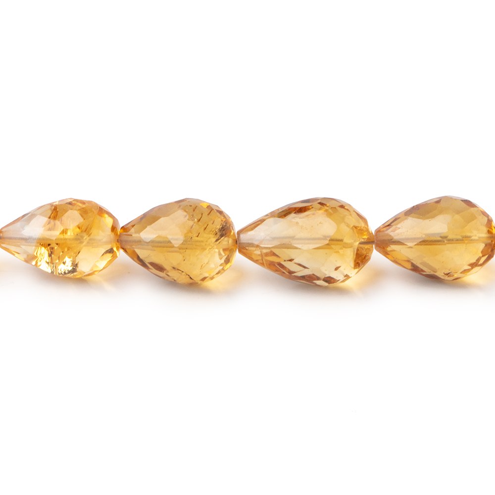 8.5x7- 12x8mm Citrine Straight Drilled Faceted Tear Drop 8 inch 19 pieces - BeadsofCambay.com