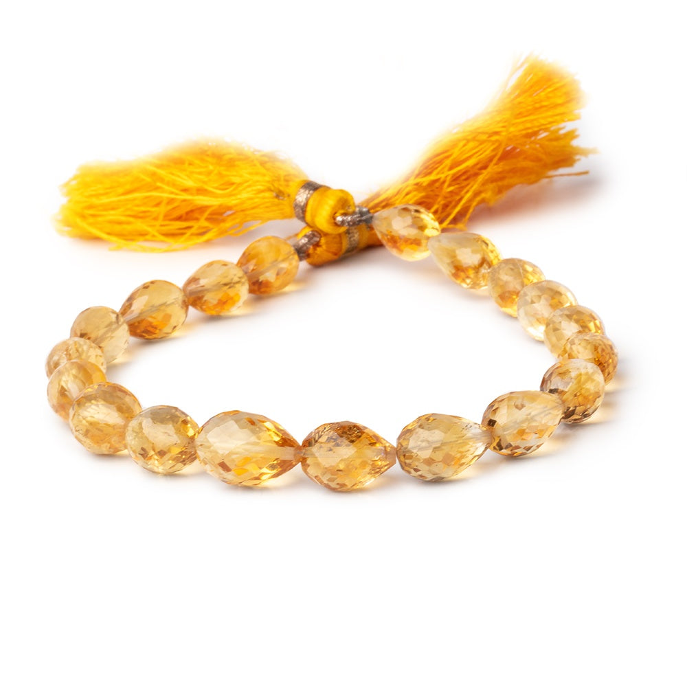 8.5x7- 12x8mm Citrine Straight Drilled Faceted Tear Drop 8 inch 19 pieces - BeadsofCambay.com