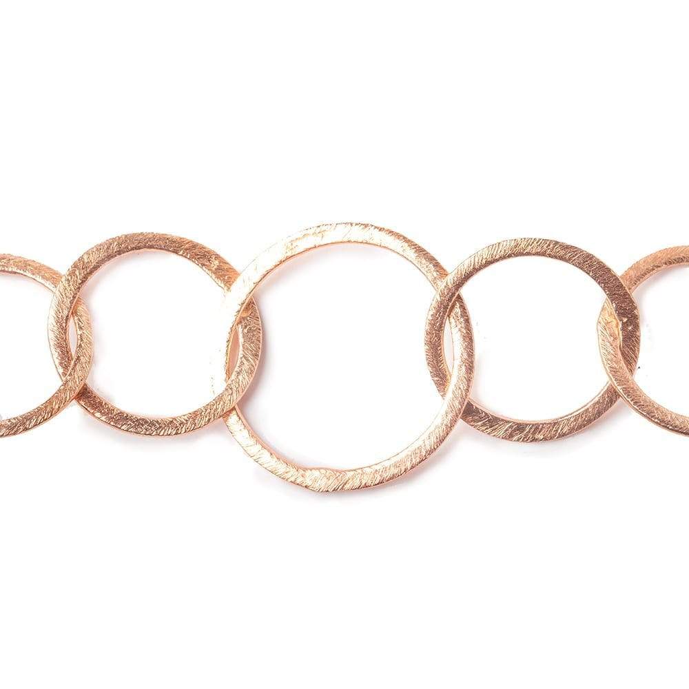 22mm and 18mm Rose Gold plated Brushed Round Link Chain by the foot - Beadsofcambay.com