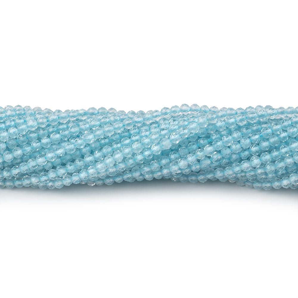 Beadsofcambay 2.2mm Aquamarine Micro Faceted Round Beads 12.5 inch 150 pieces