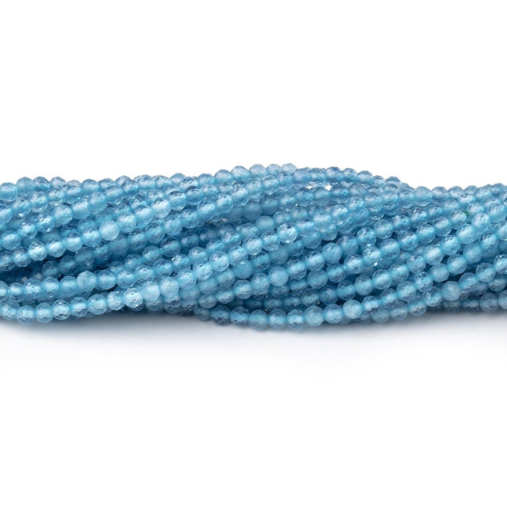 2.2mm Aquamarine Micro Faceted Rounds 12.5 inch 156 Beads - Beadsofcambay.com