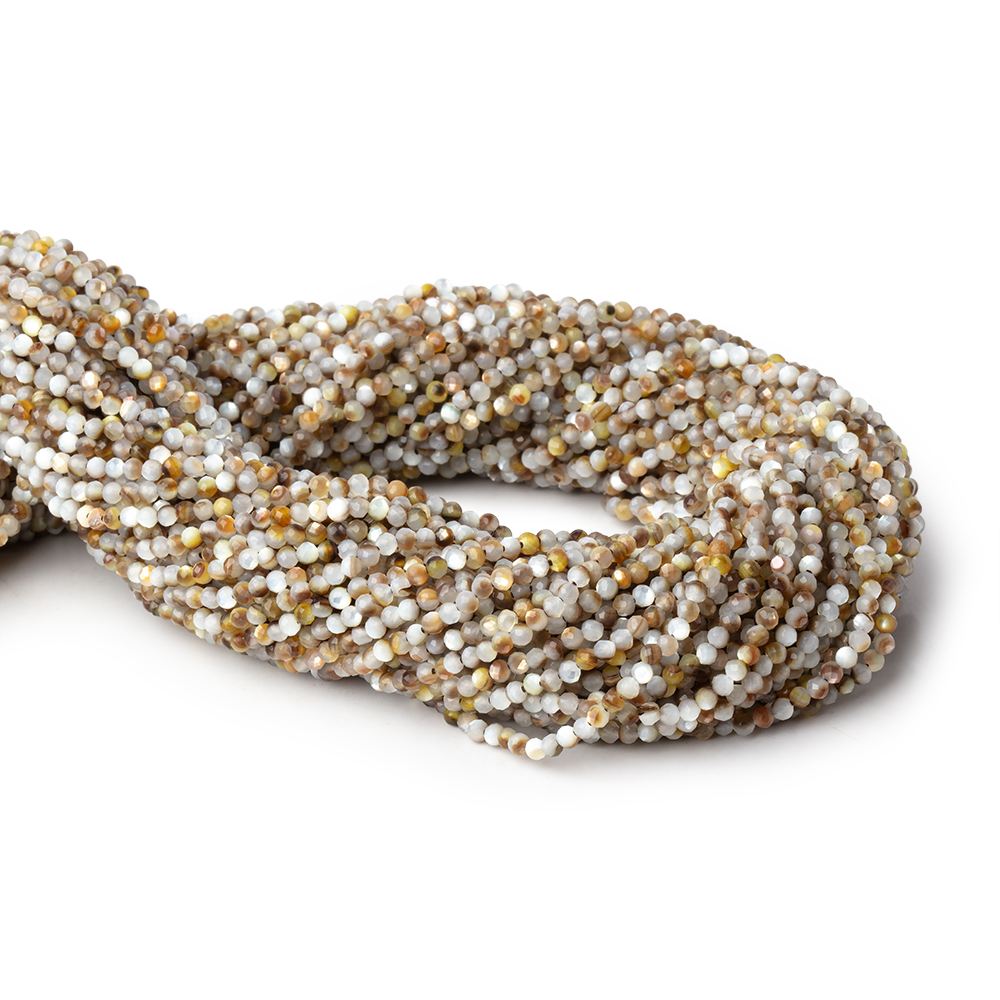 2.2mm Brown Mother of Pearl Shell Micro Faceted Rounds 12.5 inch 150 Beads - Beadsofcambay.com