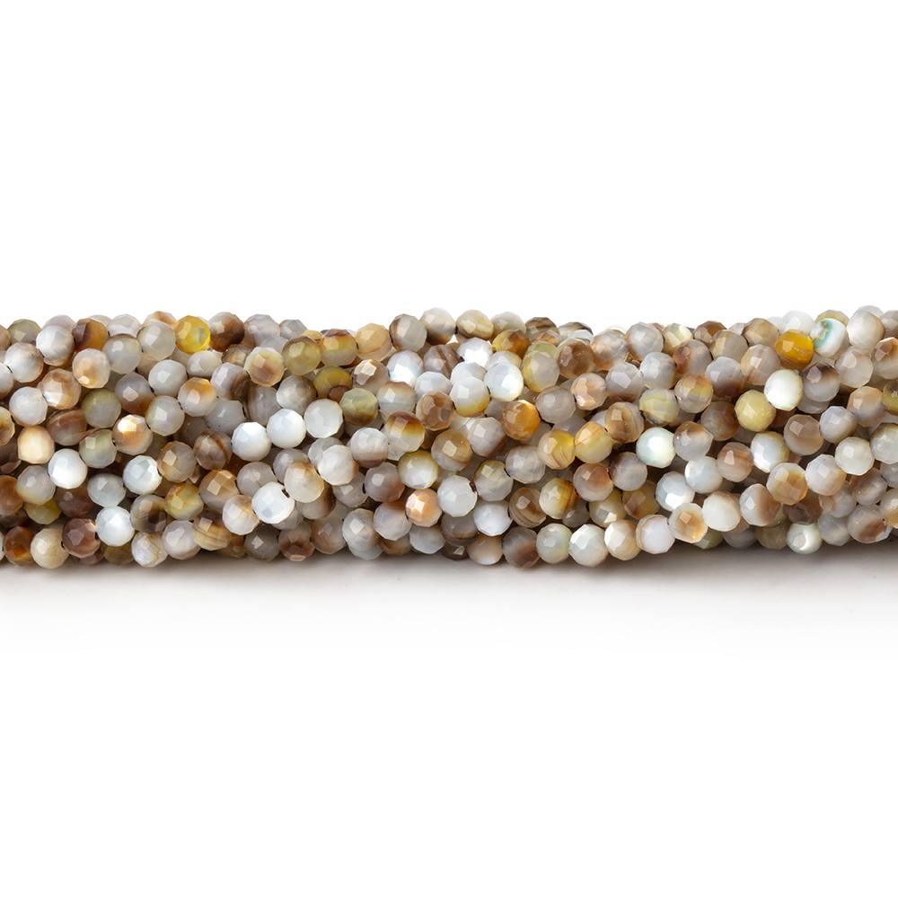 2.2mm Brown Mother of Pearl Shell Micro Faceted Rounds 12.5 inch 150 Beads - Beadsofcambay.com
