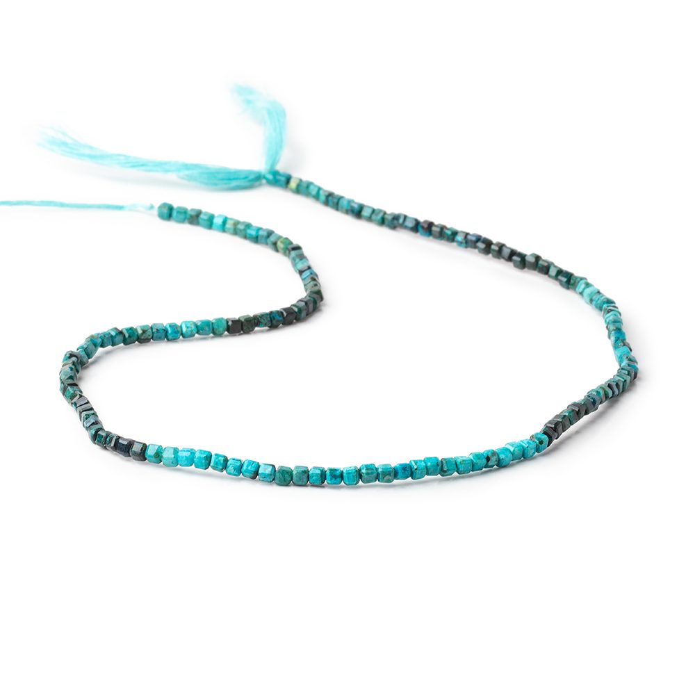 2.2mm Chrysocolla Micro Faceted Cube Beads 12.5 inch 138 pieces - Beadsofcambay.com