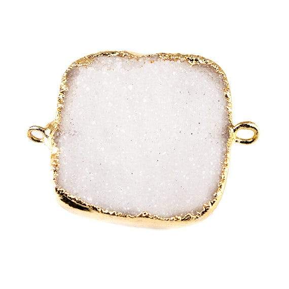 22mm Gold Leafed Natural White Drusy Square Connector Focal Bead - Beadsofcambay.com