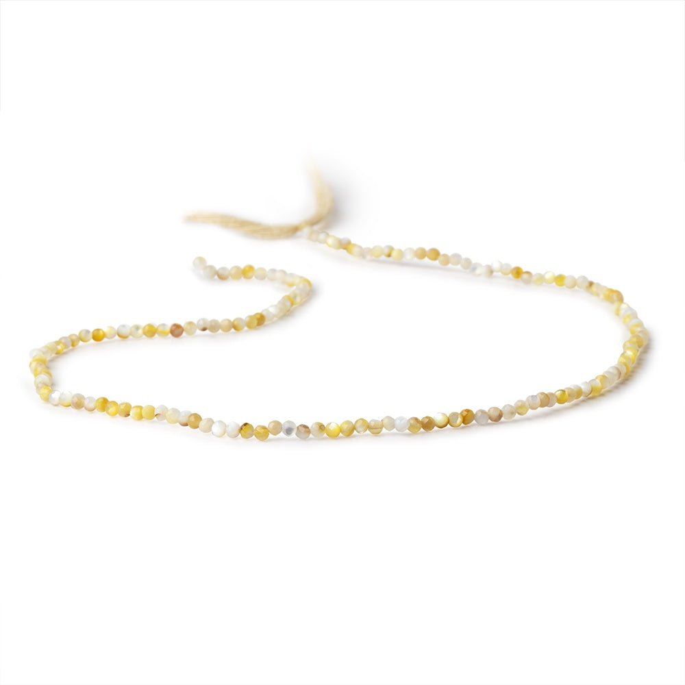 2.2mm Golden Mother of Pearl Shell Micro Faceted Rounds 12.5 inch 150 Beads - Beadsofcambay.com