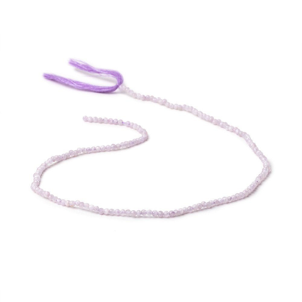 2.2mm Kunzite Micro Faceted Round Beads 12.25 inch 166 pieces - Beadsofcambay.com