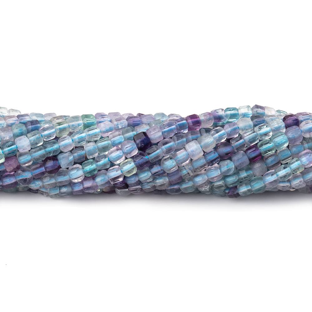 Beadsofcambay 2.2mm Multi Color Fluorite Micro Faceted Cube Beads 12.25 inch 132 pieces