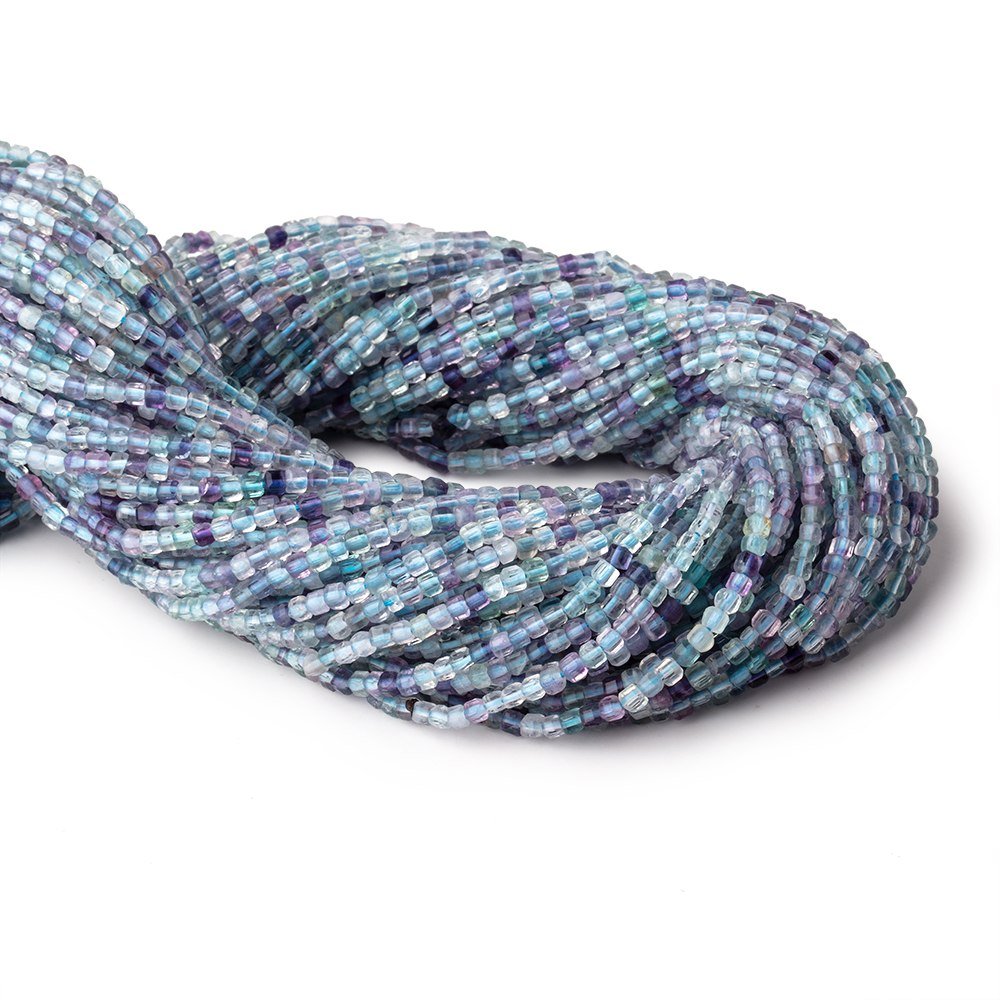 2.2mm Multi Color Fluorite Micro Faceted Cube Beads 12.25 inch 132 pieces - Beadsofcambay.com