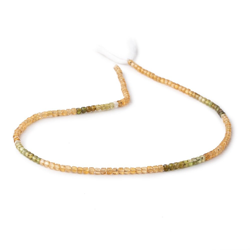 2.2mm Multi Color Tourmaline Micro Faceted Cube Beads 12.5 inch 140 pieces - Beadsofcambay.com