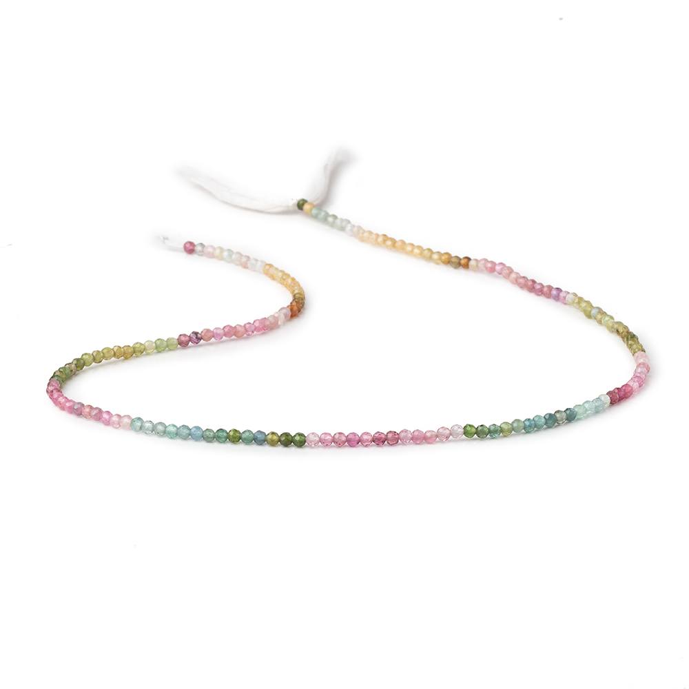 2.2mm Multi Color Tourmaline Micro Faceted Round Beads 12.5 inch 160 pieces - Beadsofcambay.com